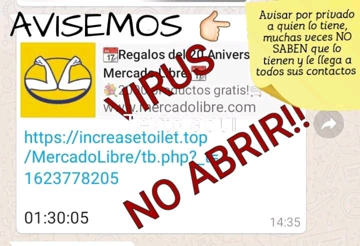 Intentan estafar por Whatsapp mediante un falso mensaje de Mercado Libre
