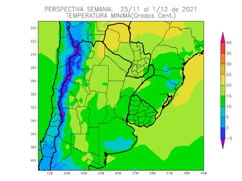 La llegada de vientos del sur provocarán un descenso térmico por debajo de lo normal