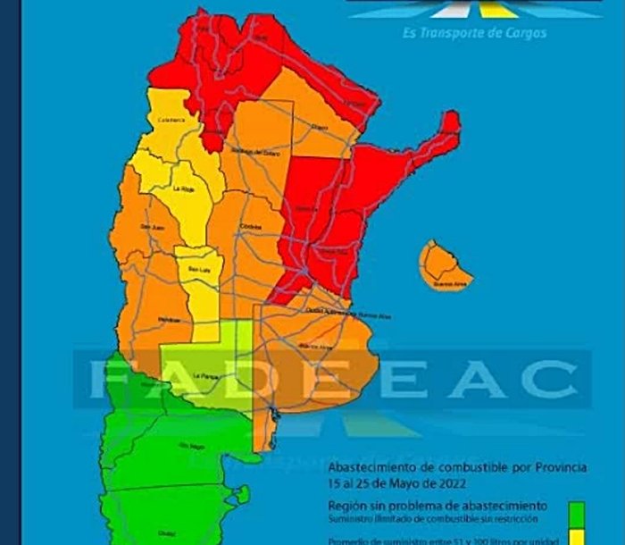 Entre Ríos en rojo en el mapa del desabastecimiento de gasoil
