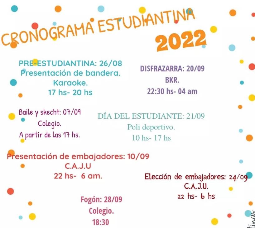 Los estudiantes de la Escuela Secundaria 1 tienen su cronograma de estudiantina