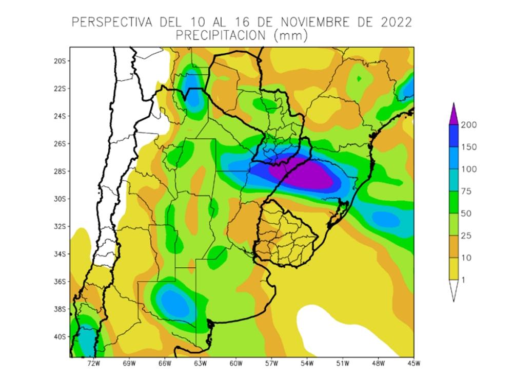Se esperan abundantes precipitaciones en todo el área agrícola, salvo en Entre Ríos