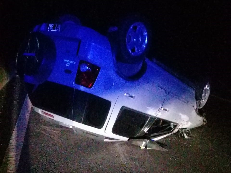 Una camioneta colisionó un carpincho y terminó volcada en la autovía 18