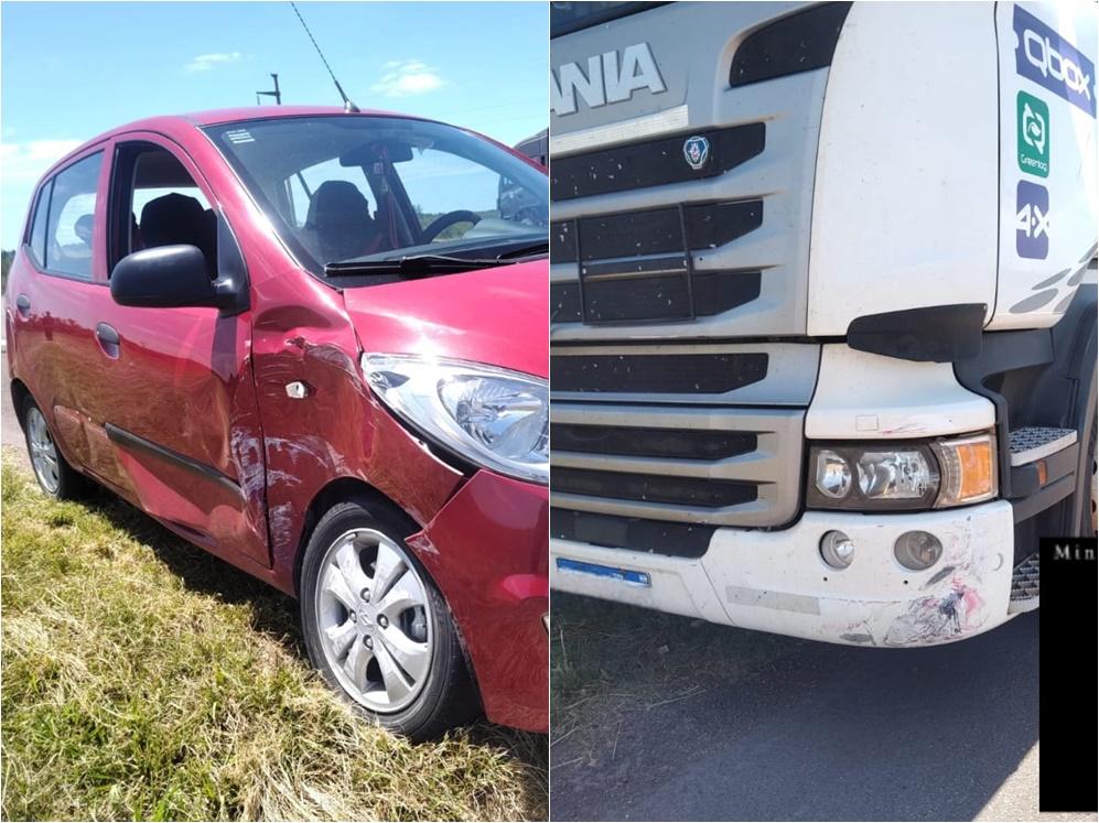 Un auto y un camión se rozaron en la autovía 14