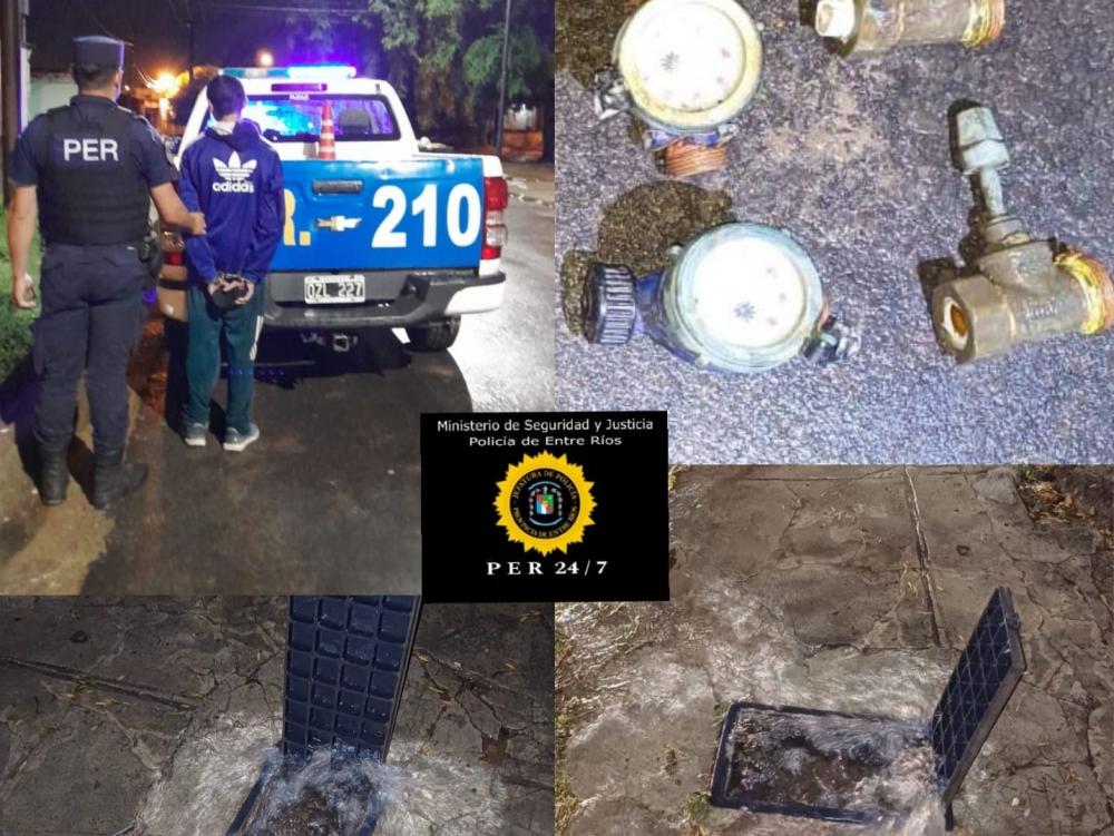 Paraná: la Policía detiene a sospechoso de robar llaves de paso y medidores de agua