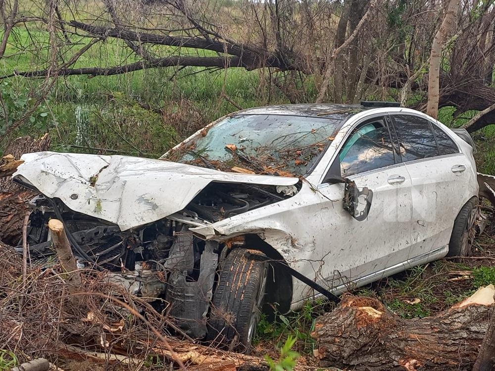 Despistó y terminó contra un árbol en la ruta 12