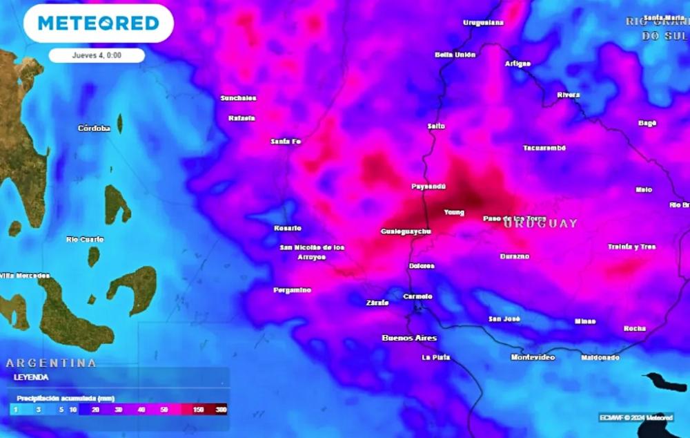 Entre Ríos será nuevamente afectada por lluvias y tormentas el miércoles