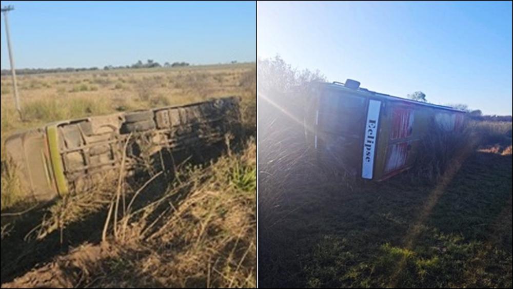 Colectivo escolar volcó en Lucas Norte: chicos con golpes leves