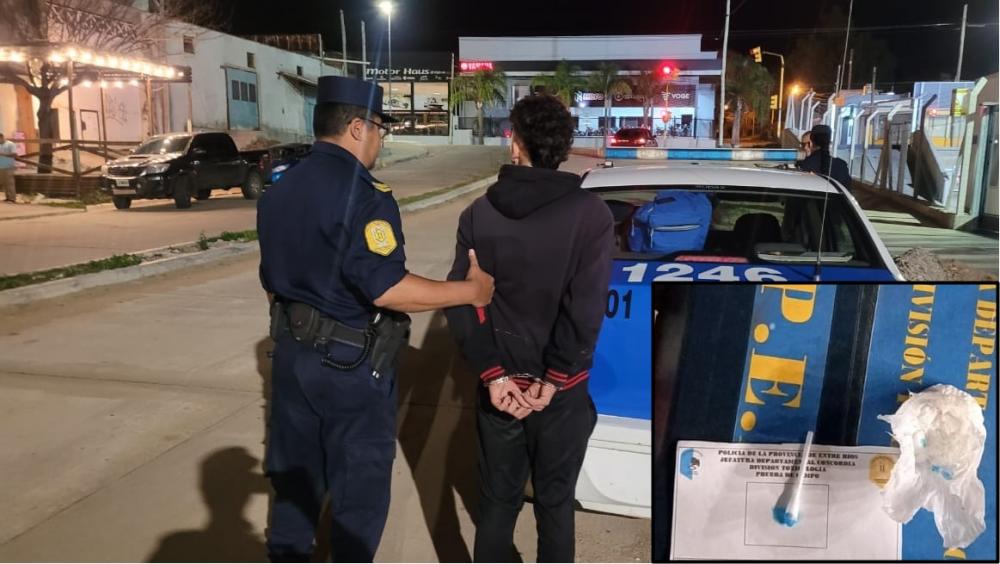 Chocó con la moto y llevaba drogas: detenido