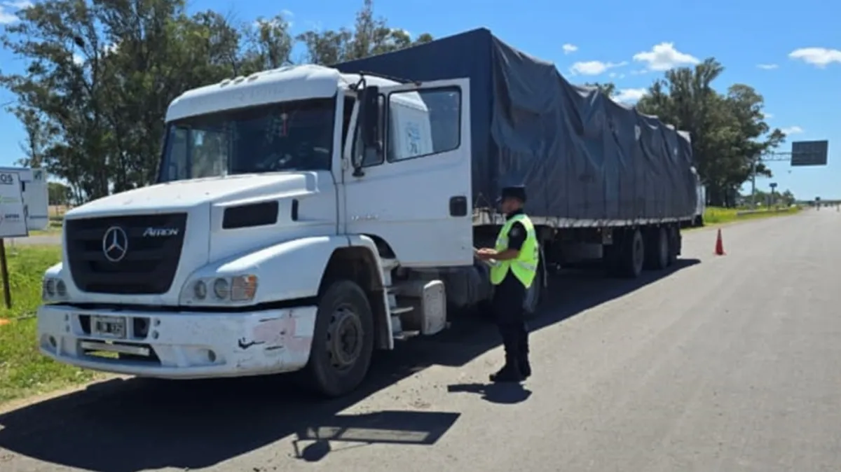 Detectan documentación apócrifa en camión de carga durante control vial