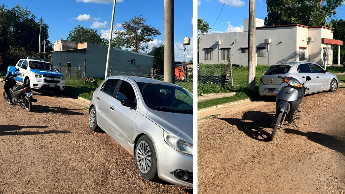 Dos menores en moto chocaron un auto estacionado frente al CIC del Lourdes