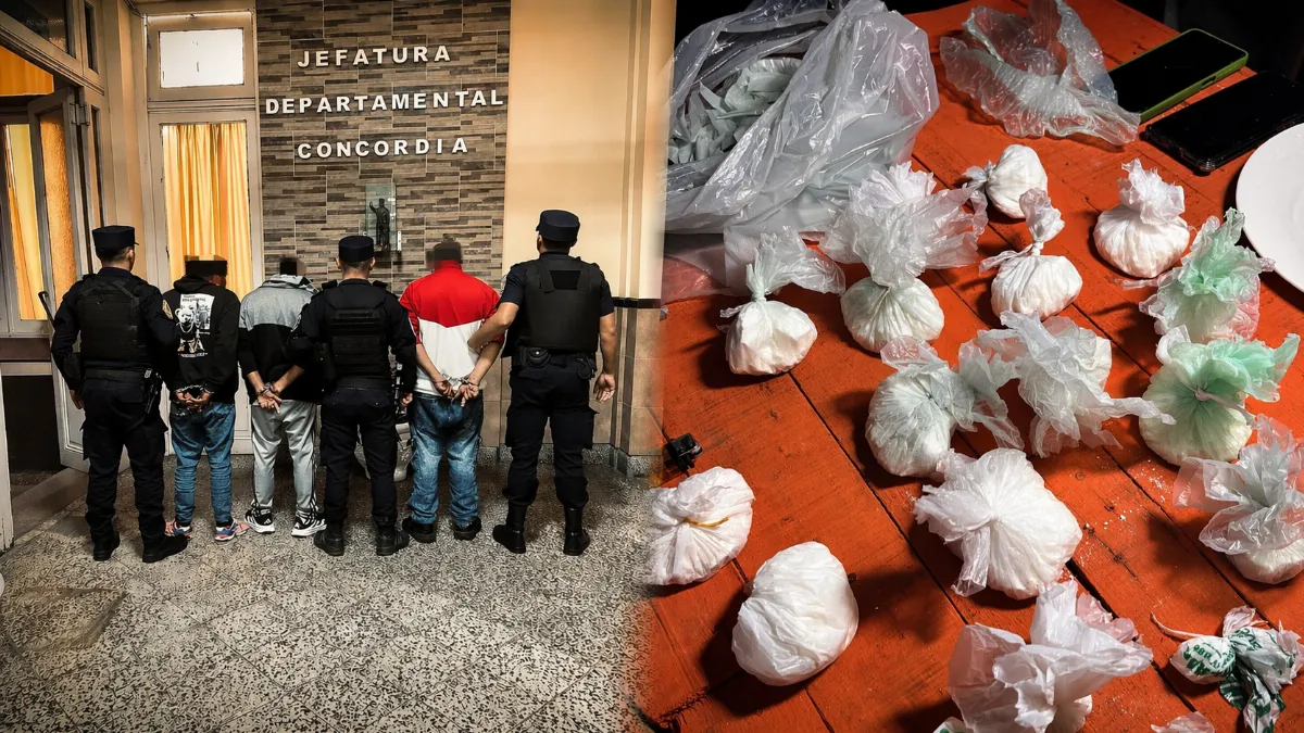 Secuestran casi un kilo de cocaína y detienen a tres hombres en Concordia
