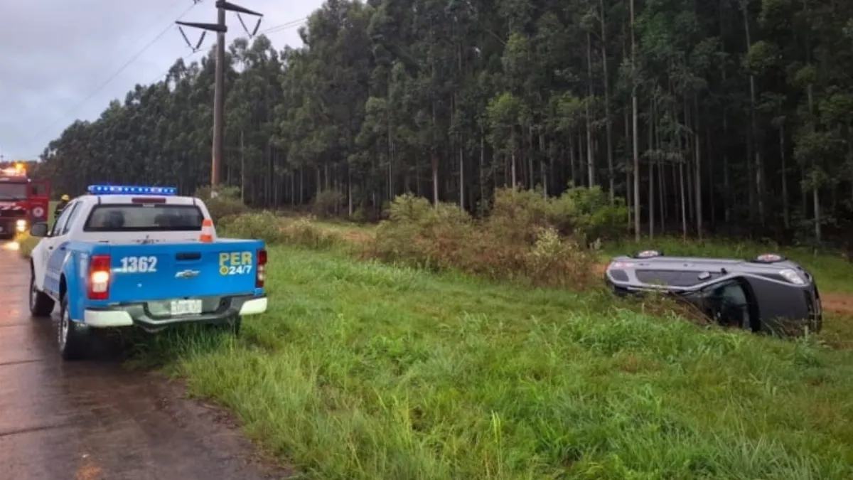 Despiste y vuelco en la autovía 14: una mujer resultó lesionada