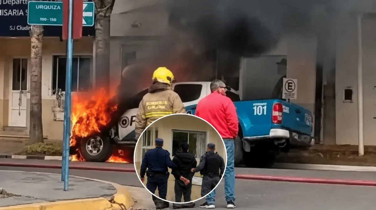 Un hombre de 26 años fue arrestado por el incendio intencional de un vehículo policial