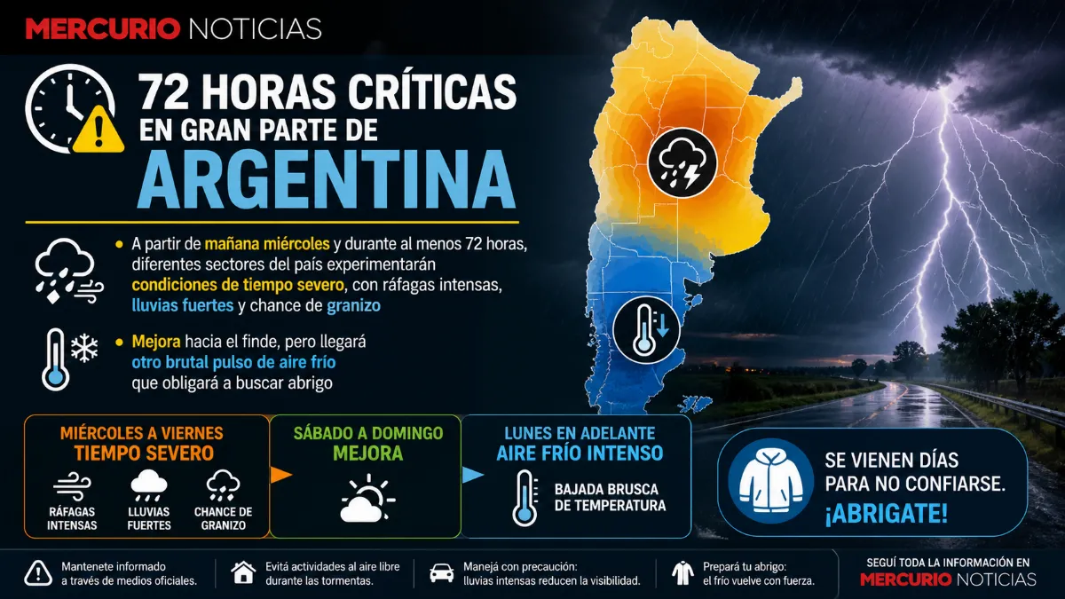 Ciclogénesis: pronostican 72 horas de tiempo severo en el centro y este del país