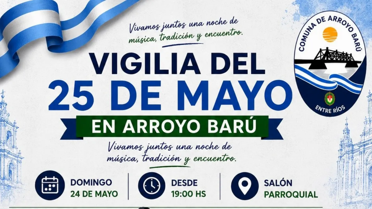 Confirman el programa de la Vigilia por el 25 de mayo en Arroyo Barú