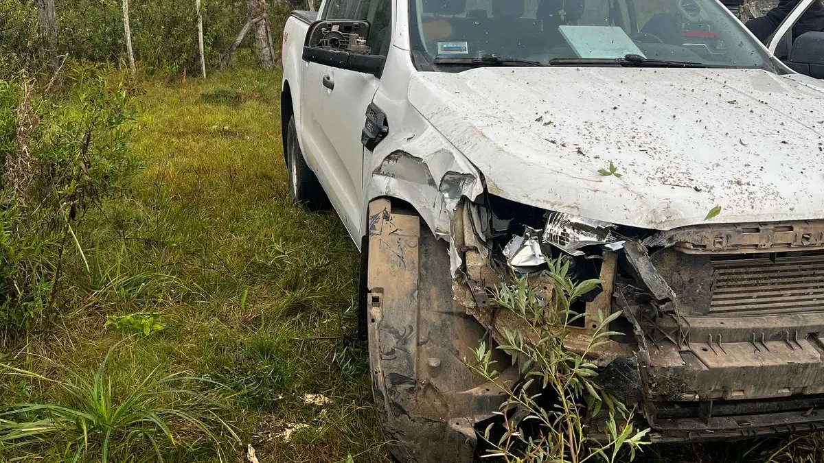 Una camioneta terminó dentro de un campo tras despistarse en el acceso a Maciá