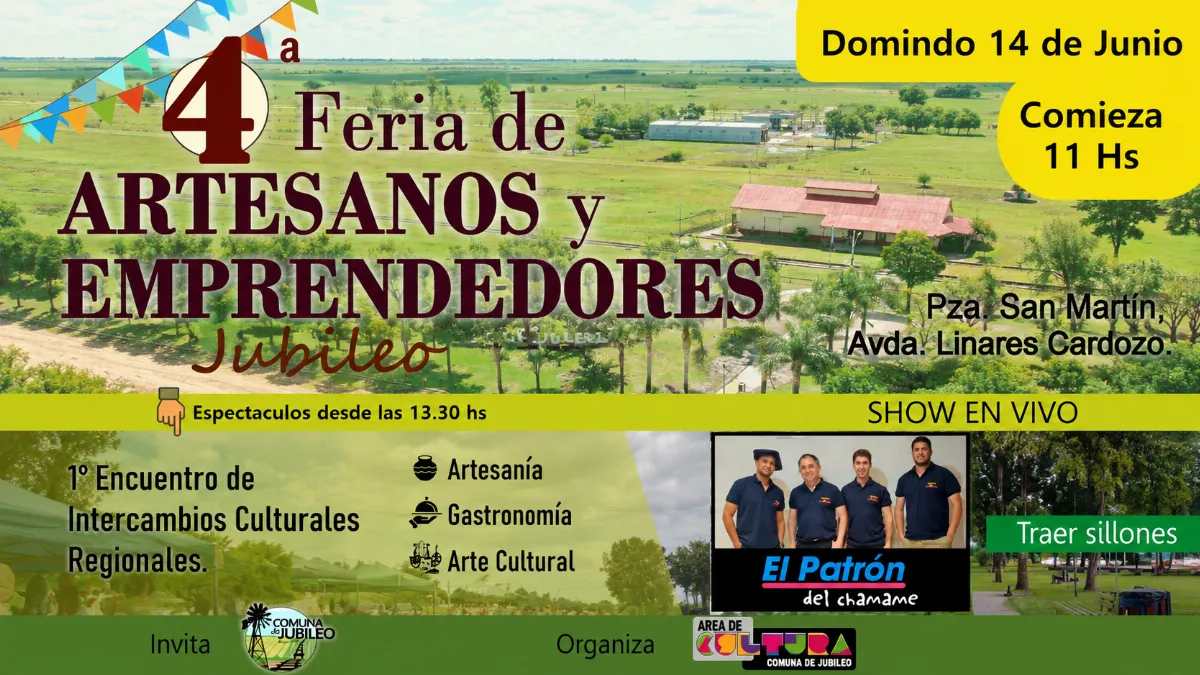 Jubileo reprogramó la Feria de Artesanos y Emprendedores para el 14 de junio