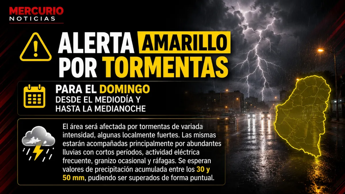 Anuncian un alerta por tormentas para el mediodía de este domingo