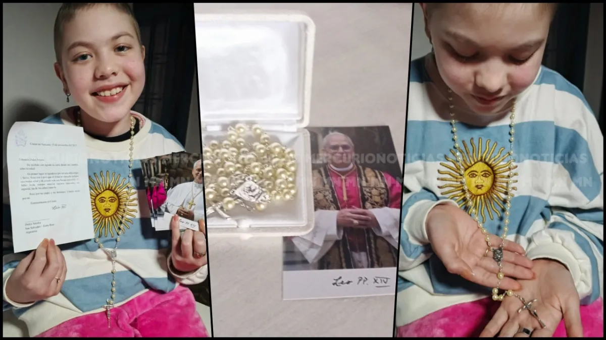 Le enviaron a Dulce la carta y los regalos que le hizo el Papa León XIV el año pasado