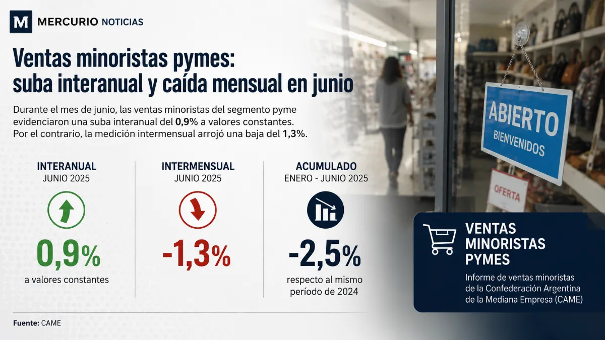 Las ventas minoristas pyme crecieron 0,9% en junio, aunque el semestre cerró con una caída acumulada