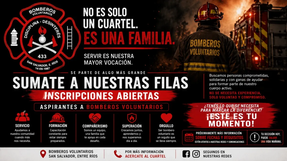 Bomberos Voluntarios de San Salvador abrieron la inscripción para incorporar nuevos aspirantes