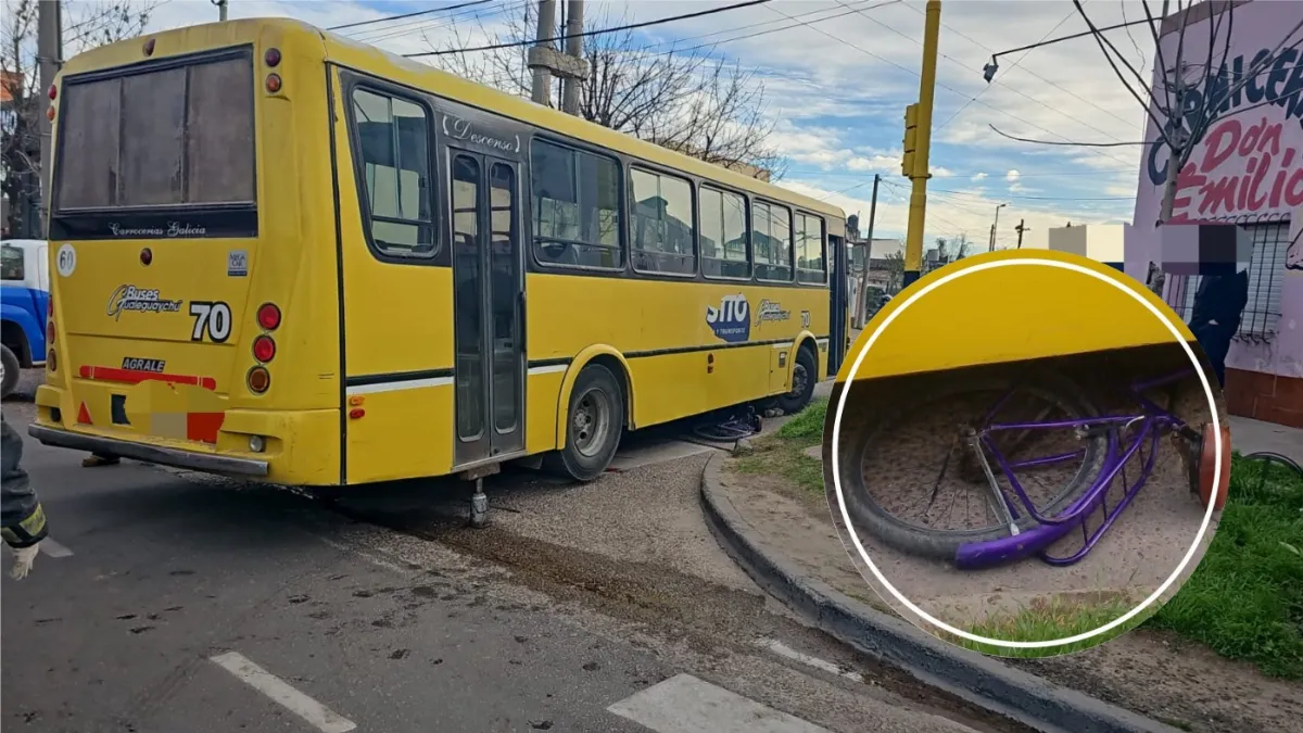 Una ciclista sufrió graves lesiones tras ser arrollada por un colectivo