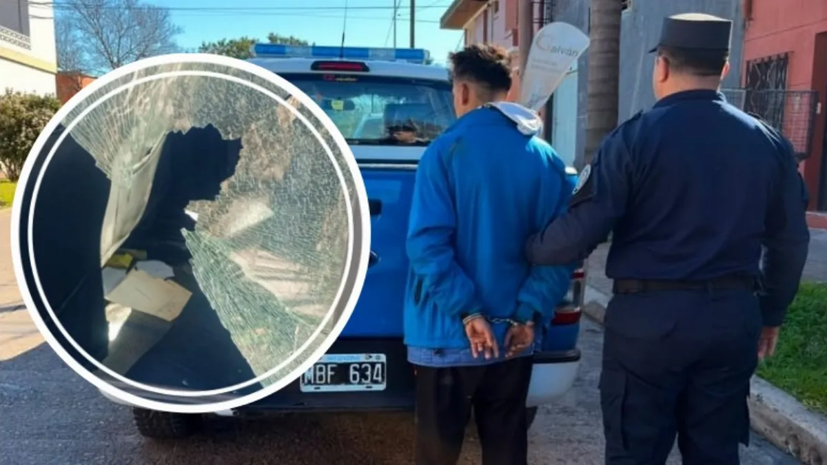 Rompió el vidrio de un auto y fue detenido tras ser localizado por las cámaras