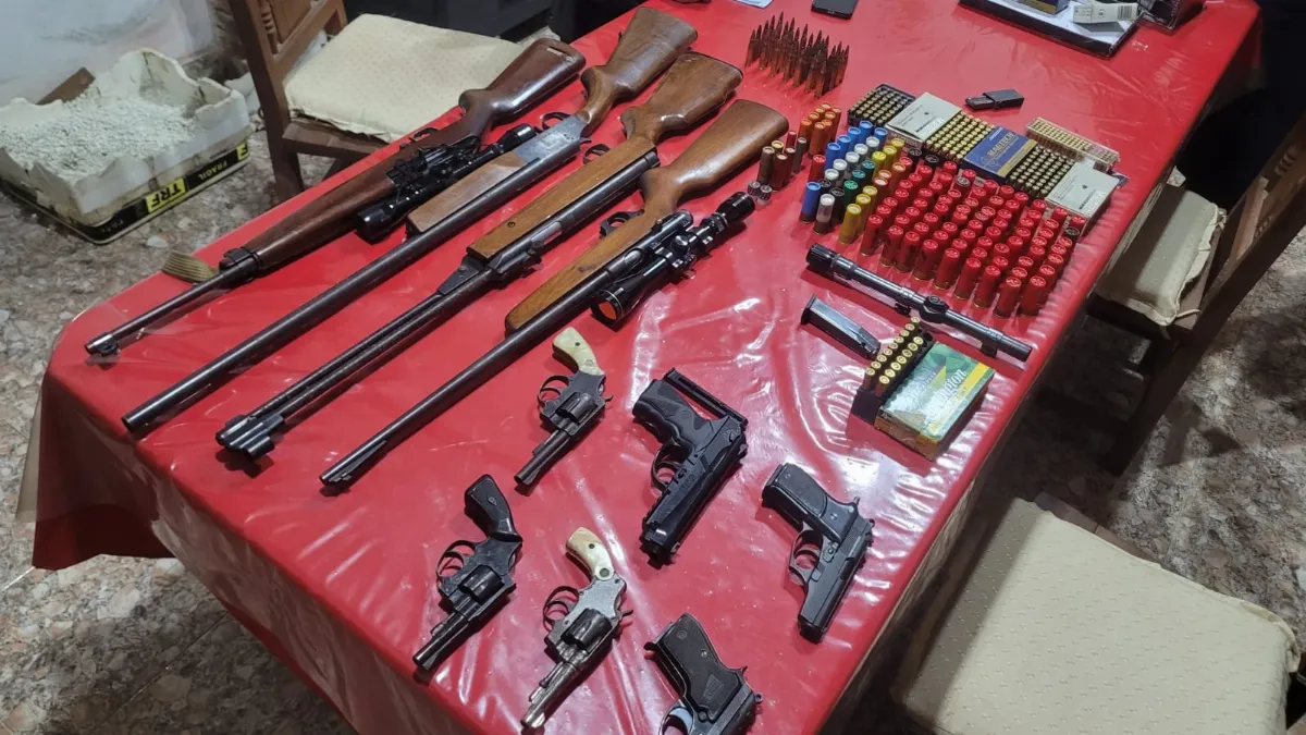 Secuestraron pistolas, revólveres, rifles, una escopeta y cientos de municiones en Villa Adela