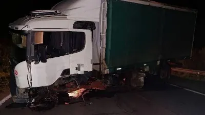 Camión perdió el control tras chocar contra la cabecera de un puente