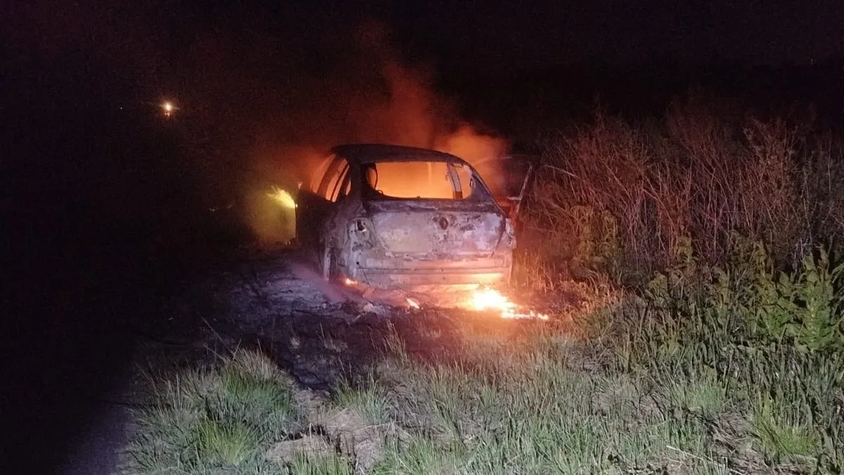 Detuvo el auto por una falla mecánica y minutos después se incendió por completo