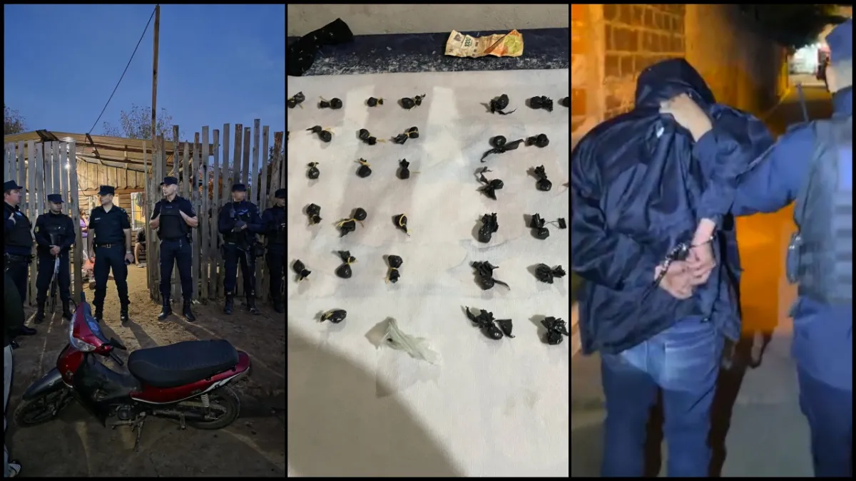 Siete detenidos y 120 envoltorios con estupefacientes tras allanamientos